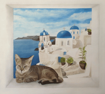 trompe l'oeil mural peint Santorin