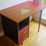 Relooking bureau vintage style scandinave, métal acier, rose et or, formes géométriques